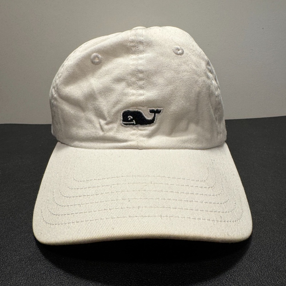 Vineyard Vines Baseball Cap Women OS White Cotton Whale Logo Vacation Preppy